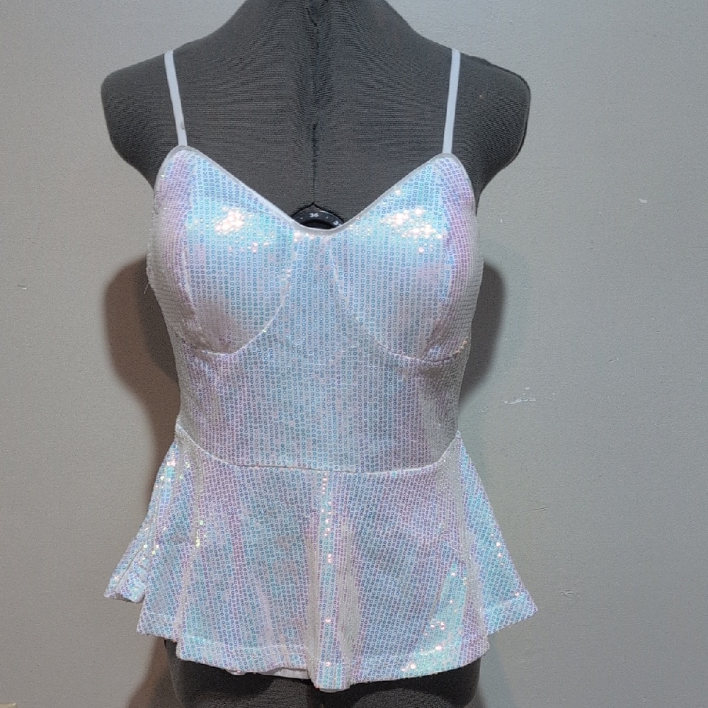 Allegra K Shimmering White Sequin Camisole
